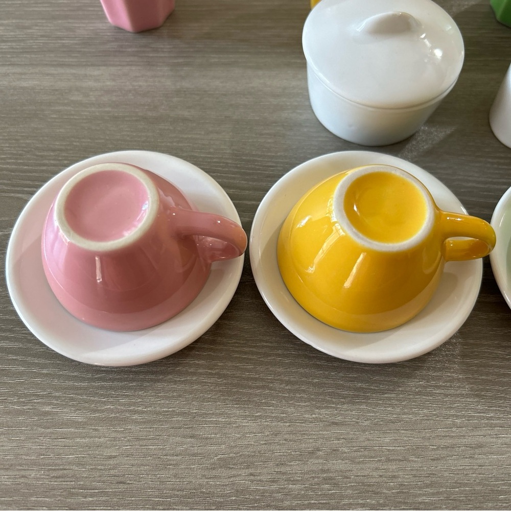 Porcelain Tea Set Child’s Doll Dessert Fountain Pastels, 15pc/lid mini - Picture 10 of 12